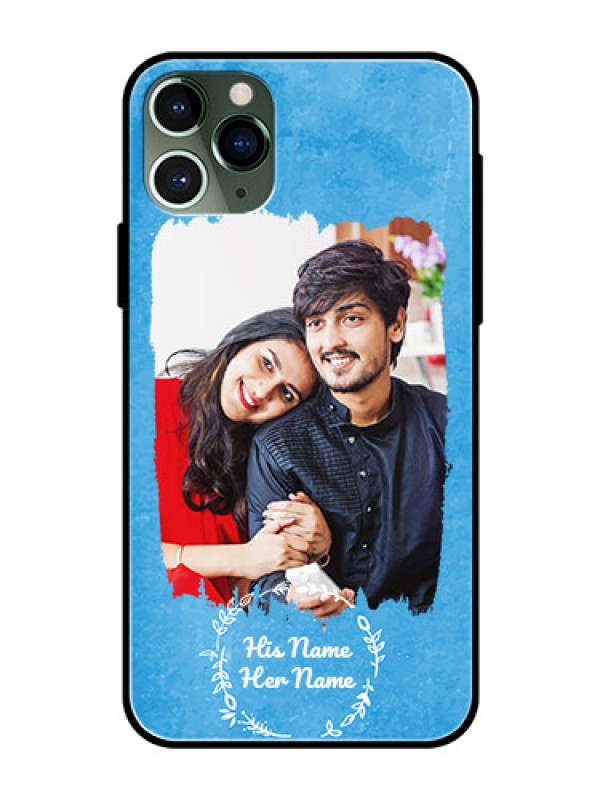 Custom iPhone 11 Pro Custom Glass Phone Case - Blue Color Vintage Design