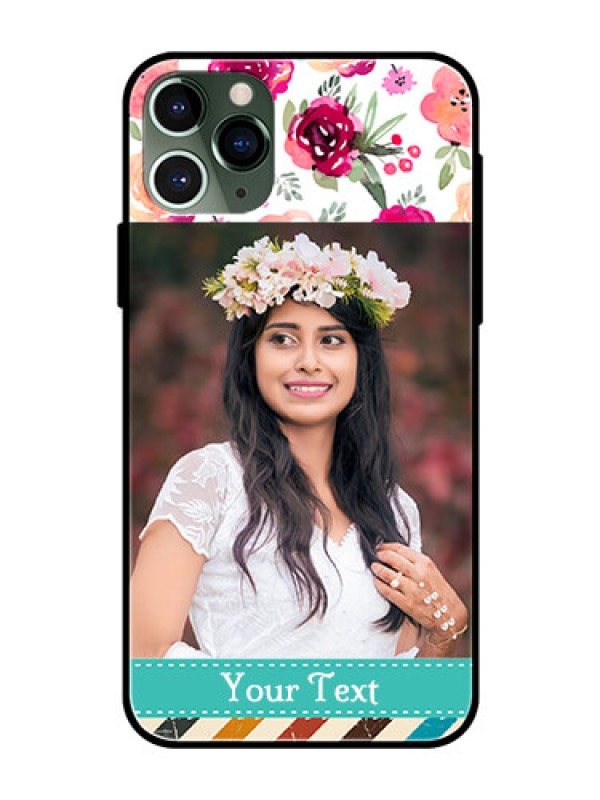 Custom Apple iPhone 11 Pro Custom Glass Phone Case  - Watercolor Floral Design