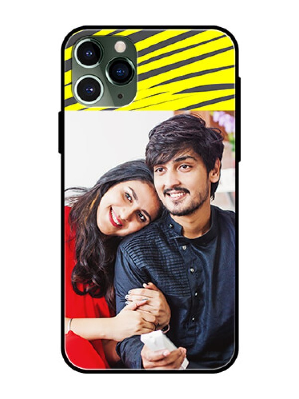 Custom Apple iPhone 11 Pro Photo Printing on Glass Case  - Yellow Abstract Design