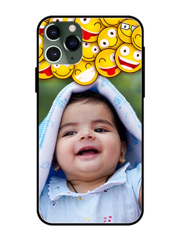Custom Apple iPhone 11 Pro Custom Glass Mobile Case  - with Smiley Emoji Design
