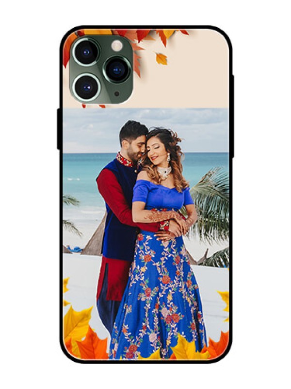 Custom Apple iPhone 11 Pro Photo Printing on Glass Case  - Autumn Maple Leaves Design