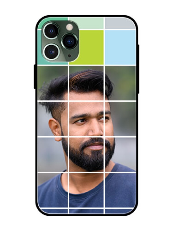 Custom Apple iPhone 11 Pro Photo Printing on Glass Case  - with white box pattern 