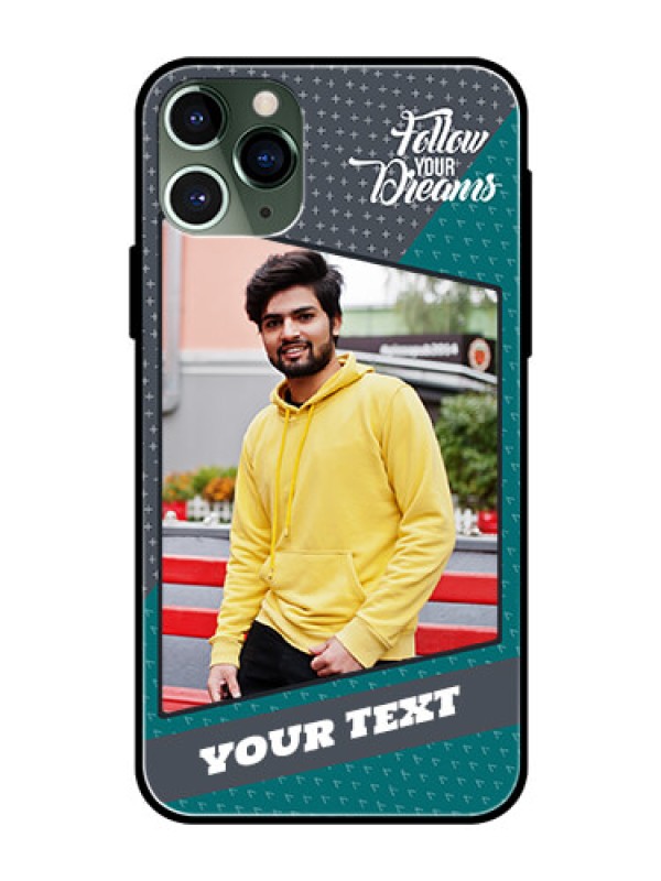 Custom Apple iPhone 11 Pro Personalized Glass Phone Case  - Background Pattern Design with Quote