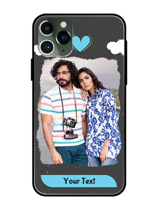 Custom Apple iPhone 11 Pro Custom Glass Phone Case  - Splashes with love doodles Design