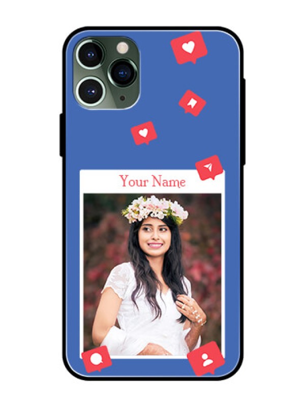 Custom iPhone 11 Pro Custom Glass Phone Case - Like Share And Comment Design