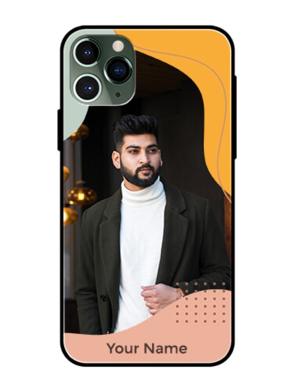Custom iPhone 11 Pro Personalized Glass Phone Case - Tri-coloured overlay design
