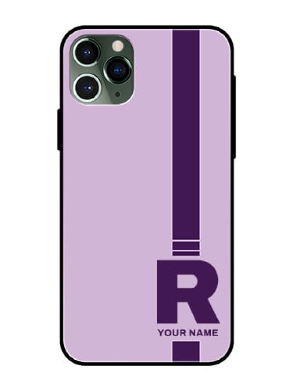 Custom iPhone 11 Pro Photo Printing on Glass Case - Simple dual tone stripe with name Design