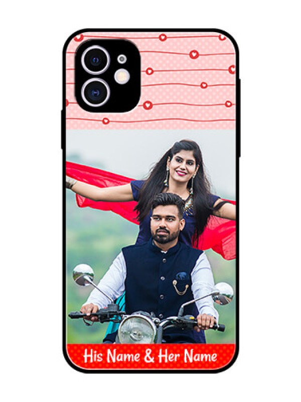 Custom Apple iPhone 11 Personalized Glass Phone Case  - Red Pattern Case Design