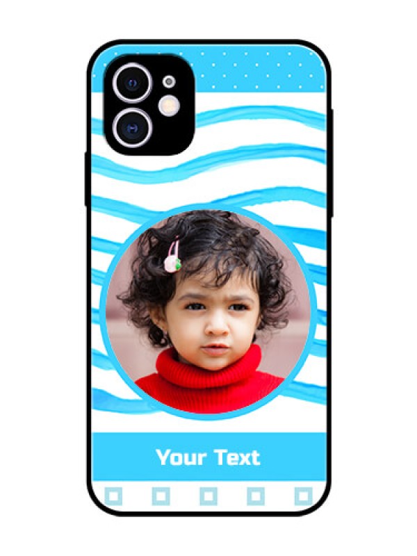 Custom Apple iPhone 11 Custom Glass Phone Case  - Simple Blue Case Design