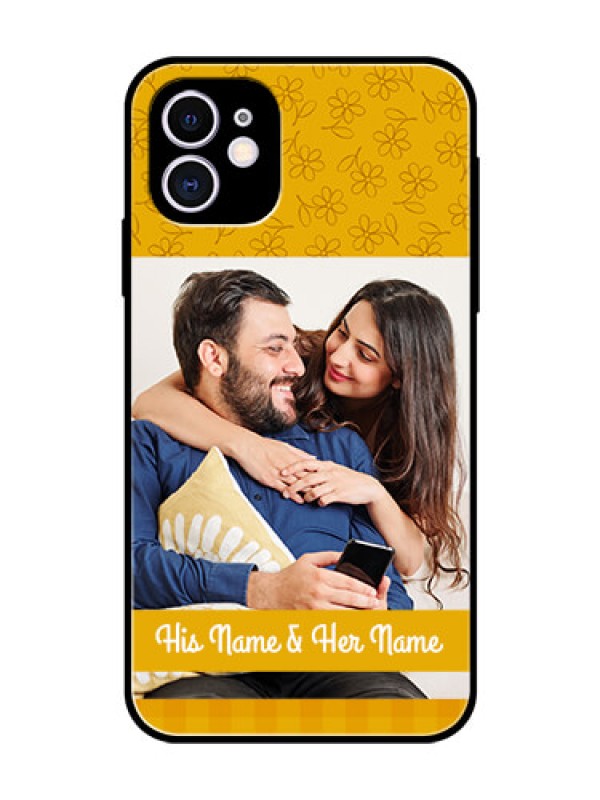 Custom Apple iPhone 11 Custom Glass Mobile Case  - Yellow Floral Design