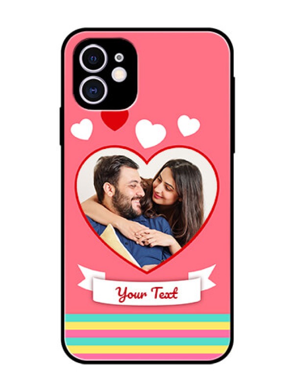 Custom Apple iPhone 11 Photo Printing on Glass Case  - Love Doodle Design