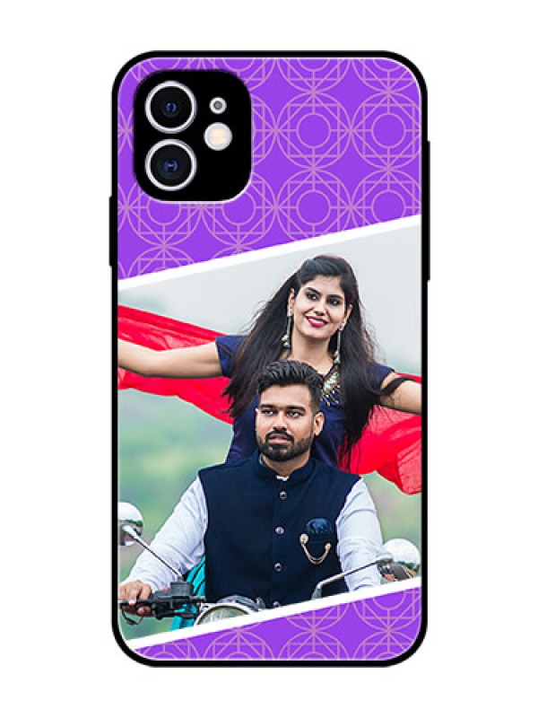 Custom Apple iPhone 11 Custom Glass Phone Case  - Violet Pattern Design