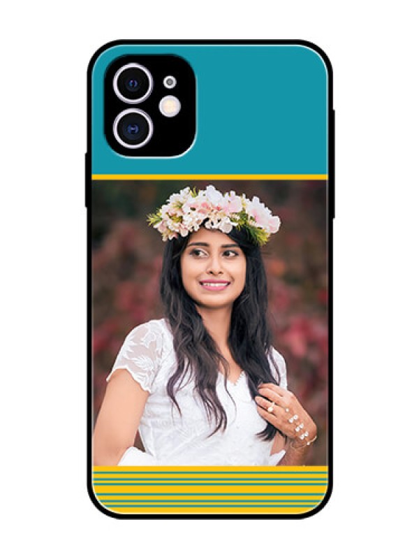 Custom Apple iPhone 11 Custom Glass Phone Case  - Yellow & Blue Design 