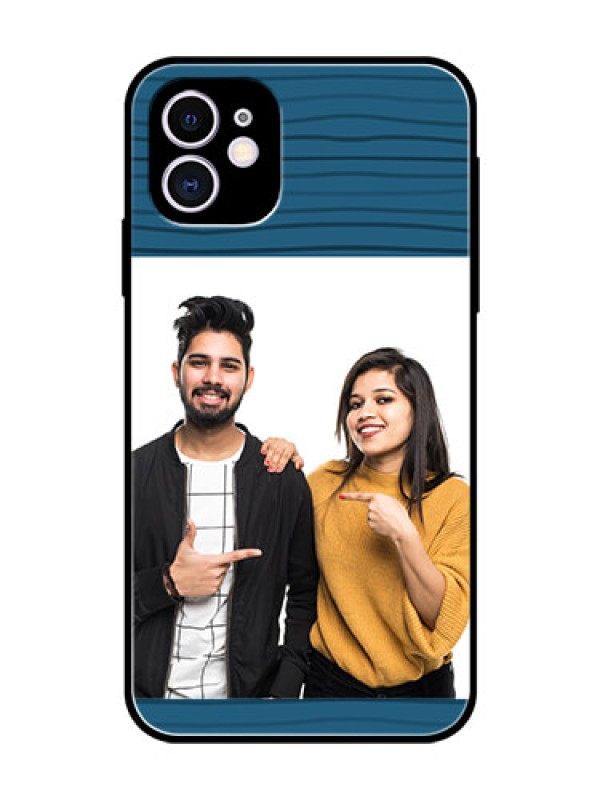 Custom Apple iPhone 11 Custom Glass Phone Case  - Blue Pattern Cover Design