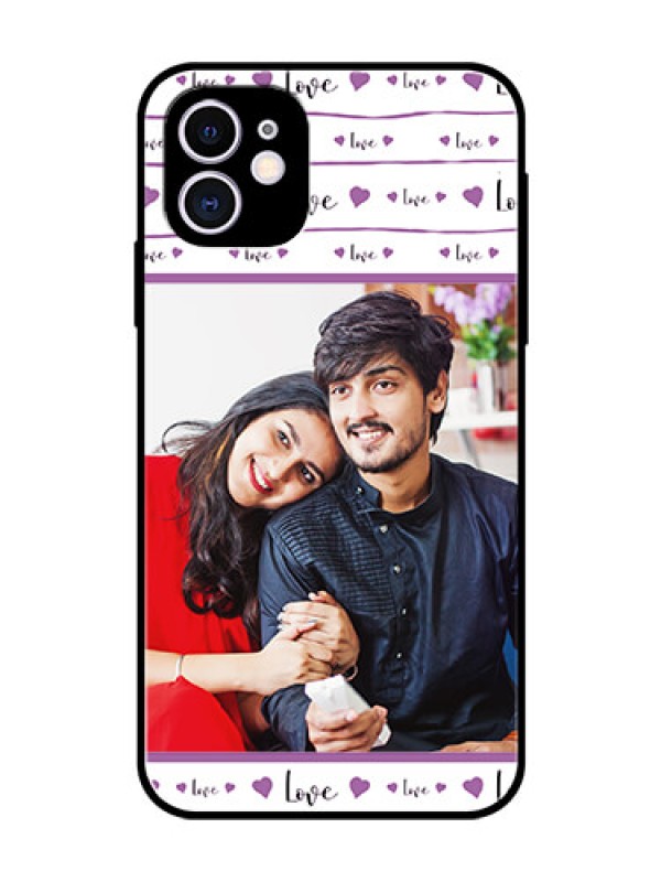 Custom Apple iPhone 11 Custom Glass Mobile Case  - Couples Heart Design