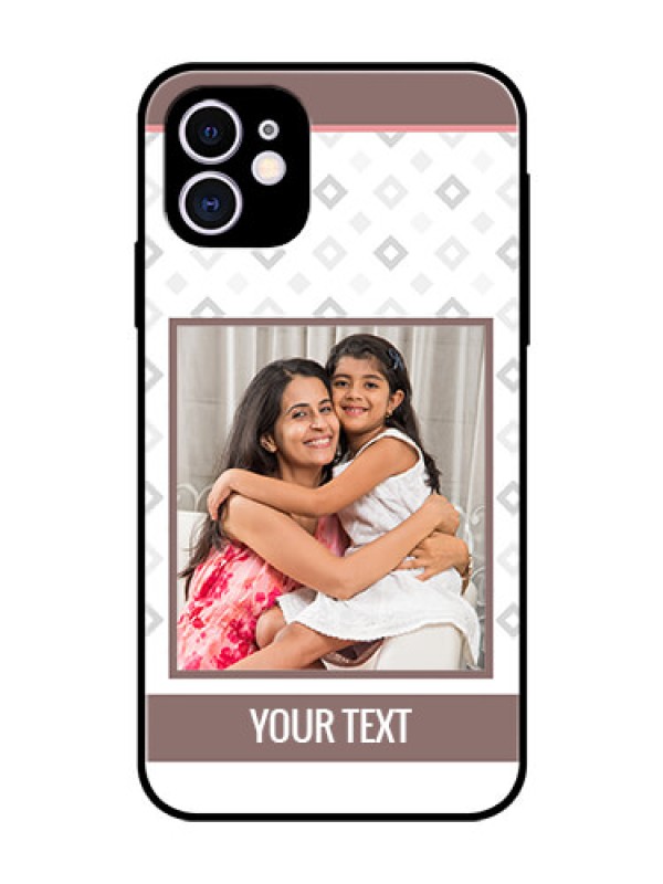 Custom Apple iPhone 11 Photo Printing on Glass Case  - Simple Diamond Design