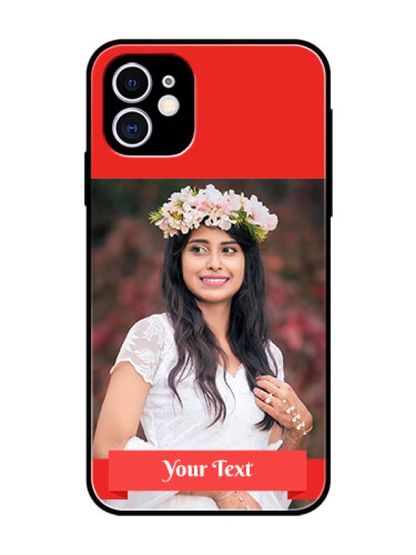 Custom Apple iPhone 11 Custom Glass Phone Case  - Simple Red Color Design