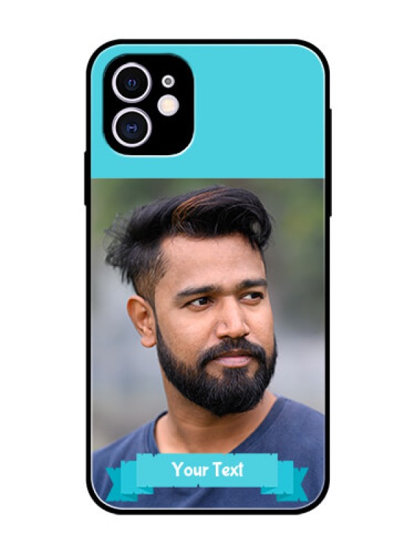 Custom Apple iPhone 11 Personalized Glass Phone Case  - Simple Blue Color Design