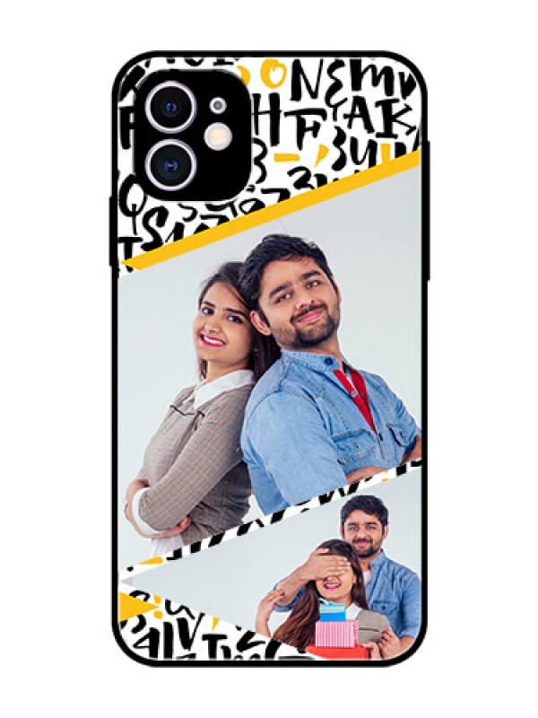 Custom Apple iPhone 11 Custom Glass Mobile Case  - Letters Pattern Design