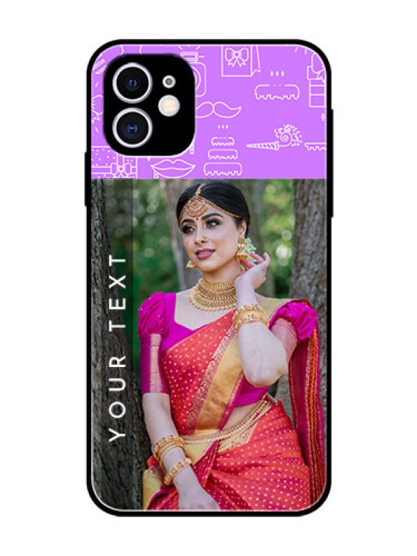 Custom Apple iPhone 11 Custom Glass Mobile Case  - Birthday Icons Design