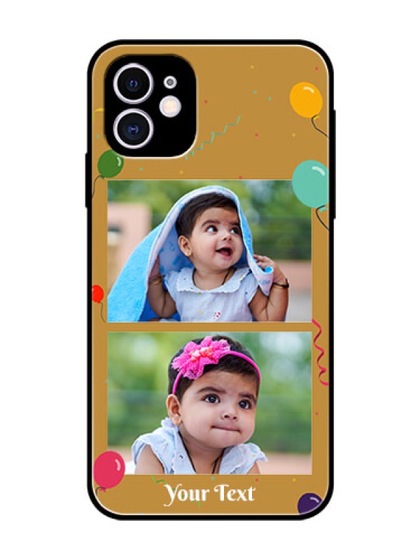 Custom Apple iPhone 11 Personalized Glass Phone Case  - Image Holder with Birthday Celebrations Design