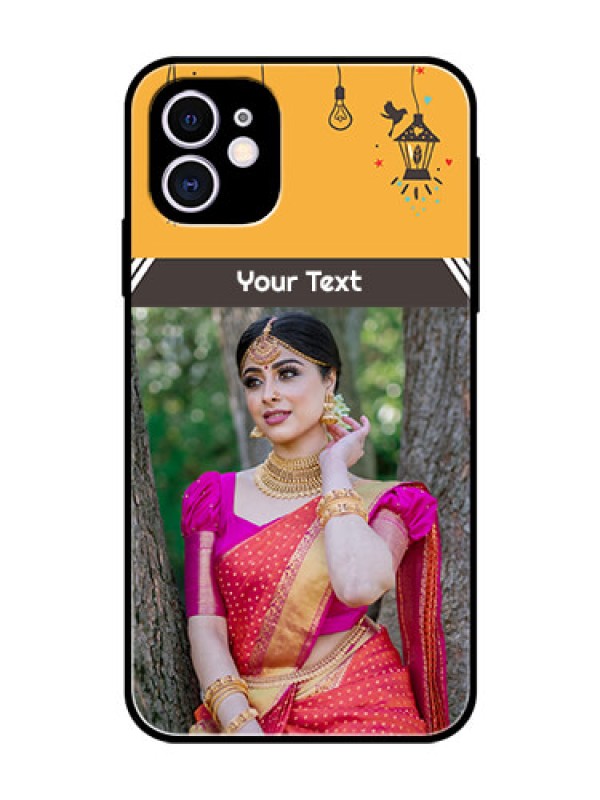 Custom Apple iPhone 11 Custom Glass Mobile Case  - with Family Picture and Icons 