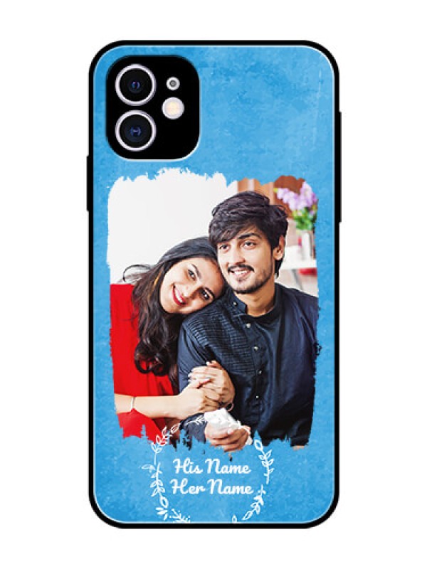 Custom iPhone 11 Custom Glass Phone Case - Blue Color Vintage Design