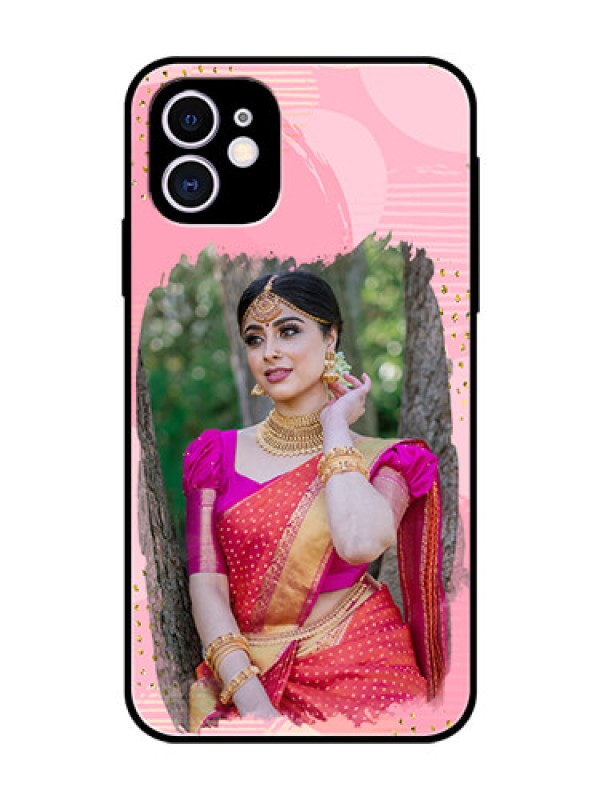 Custom Apple iPhone 11 Personalized Glass Phone Case  - Gold Glitter Splash Design