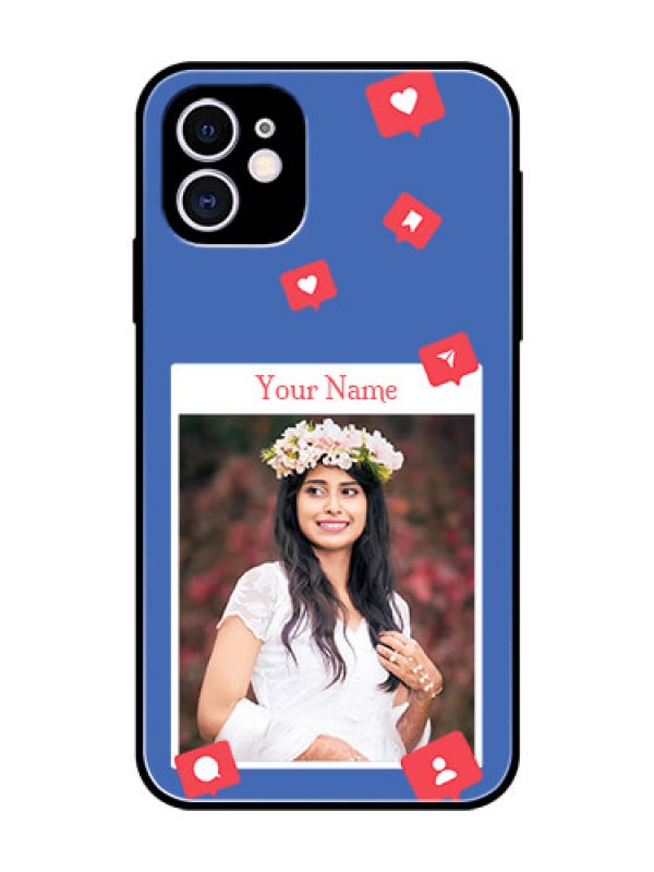 Custom iPhone 11 Custom Glass Phone Case - Like Share And Comment Design