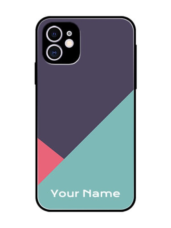 Custom iPhone 11 Custom Glass Mobile Case - Tri Color abstract Design