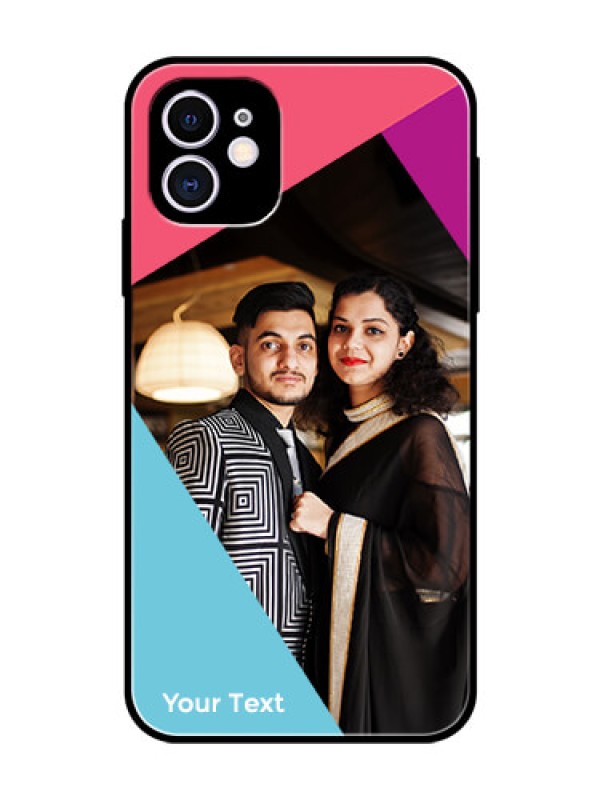 Custom iPhone 11 Custom Glass Mobile Case - Stacked Triple colour Design
