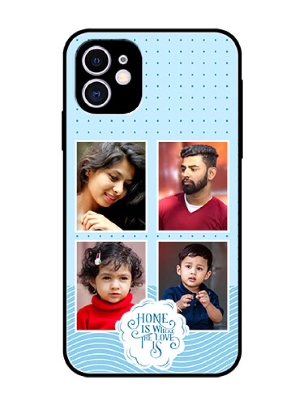Custom iPhone 11 Custom Glass Phone Case - Cute love quote with 4 pic upload Design