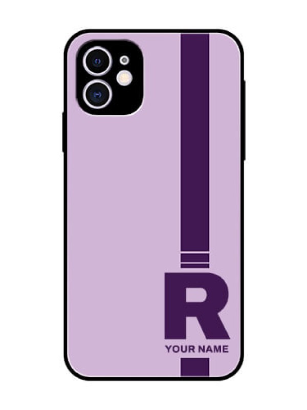 Custom iPhone 11 Photo Printing on Glass Case - Simple dual tone stripe with name Design