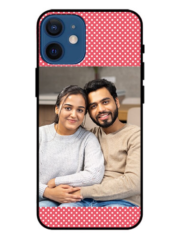 Custom Iphone 12 Mini Custom Glass Phone Case  - White Dotted Design