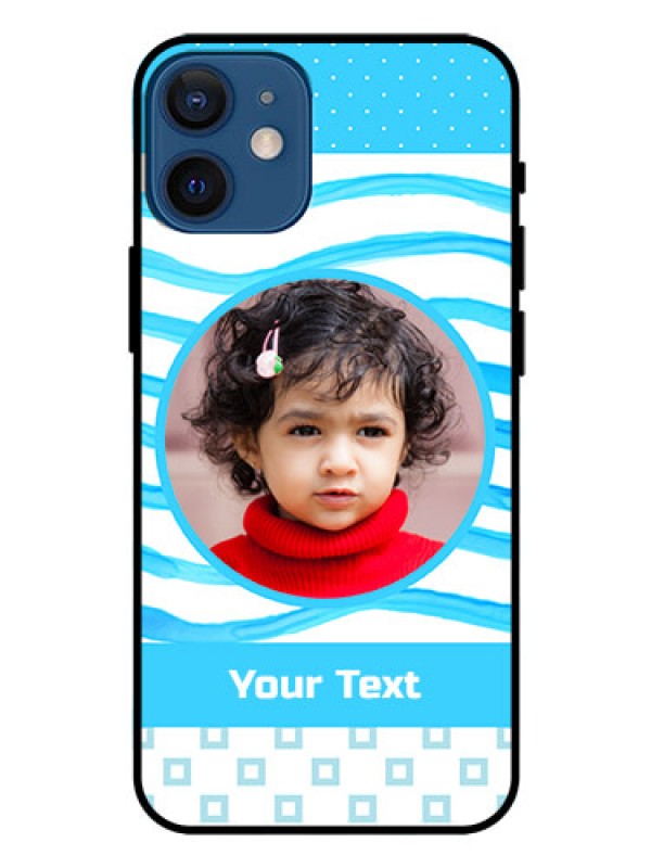 Custom Iphone 12 Mini Custom Glass Phone Case  - Simple Blue Case Design