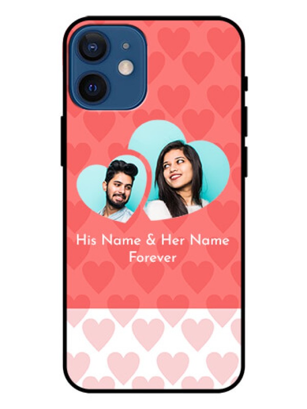 Custom Iphone 12 Mini Personalized Glass Phone Case  - Couple Pic Upload Design