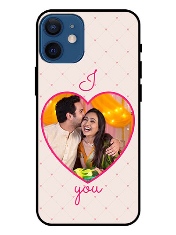 Custom Iphone 12 Mini Custom Glass Mobile Case  - Heart Shape Design