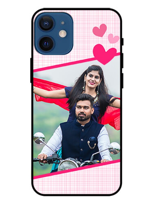 Custom Iphone 12 Mini Custom Glass Phone Case  - Love Shape Heart Design