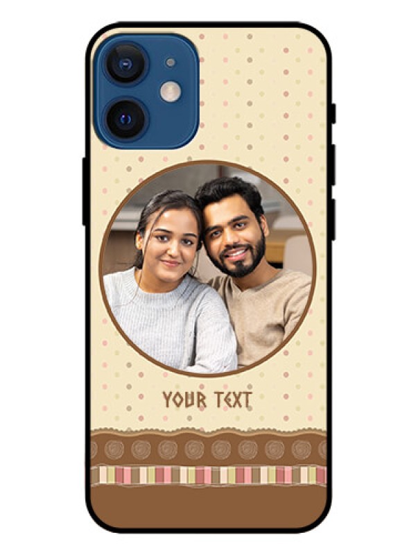 Custom Iphone 12 Mini Custom Glass Mobile Case  - Brown Dotted Mobile Case Design