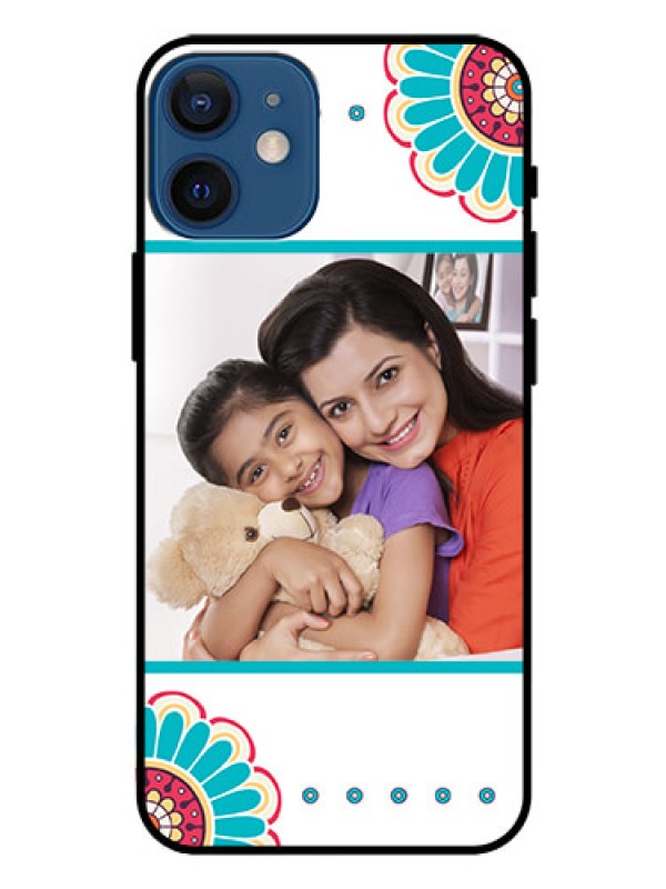 Custom Iphone 12 Mini Custom Glass Phone Case  - Flower Design