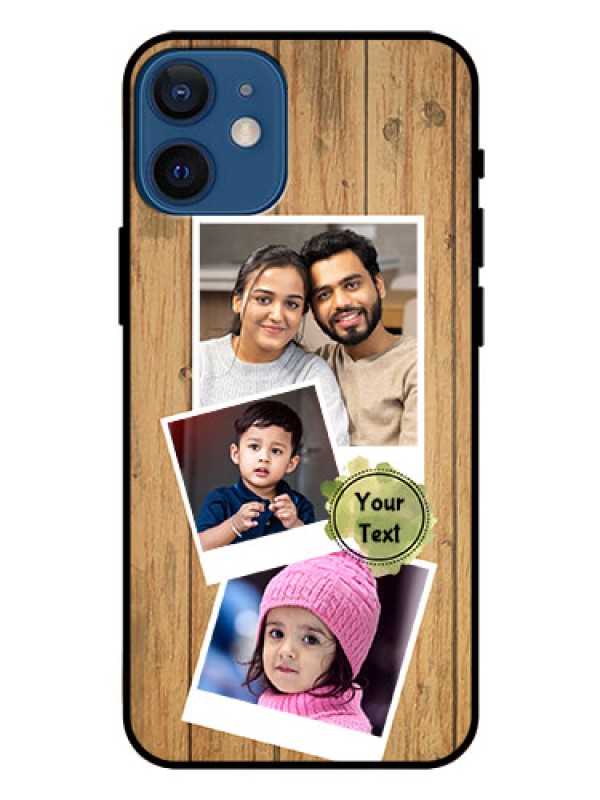 Custom Iphone 12 Mini Custom Glass Phone Case  - Wooden Texture Design