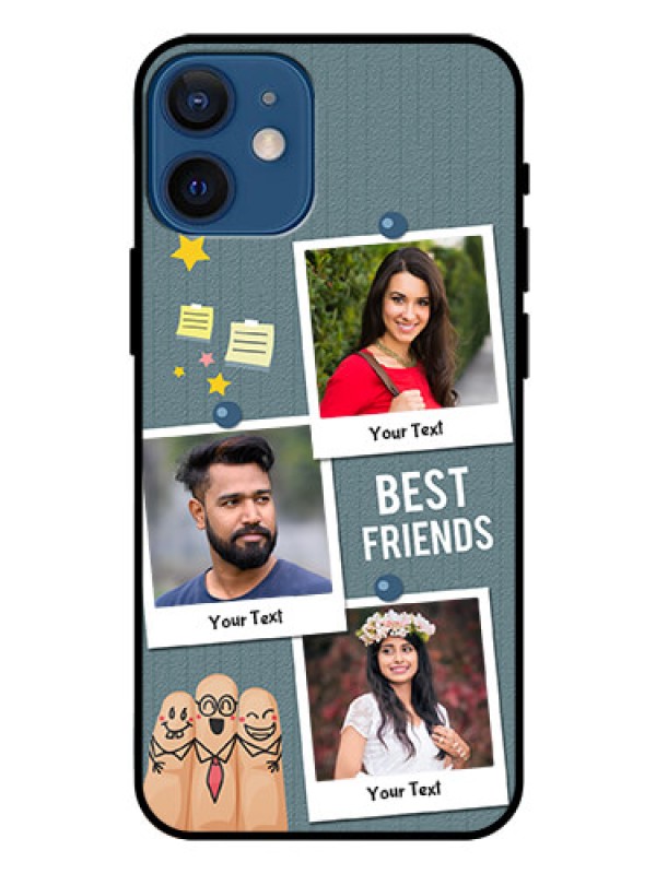 Custom Iphone 12 Mini Personalized Glass Phone Case  - Sticky Frames and Friendship Design