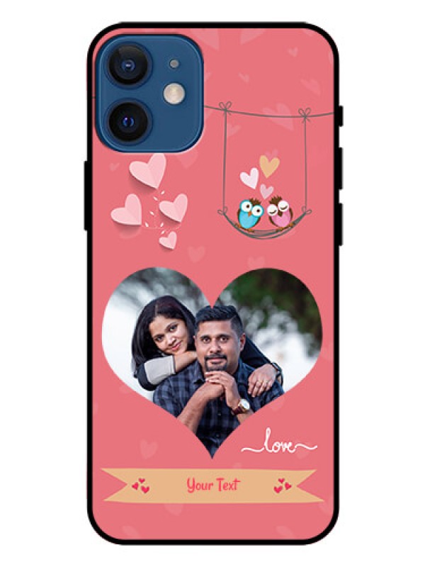 Custom Iphone 12 Mini Personalized Glass Phone Case  - Peach Color Love Design 