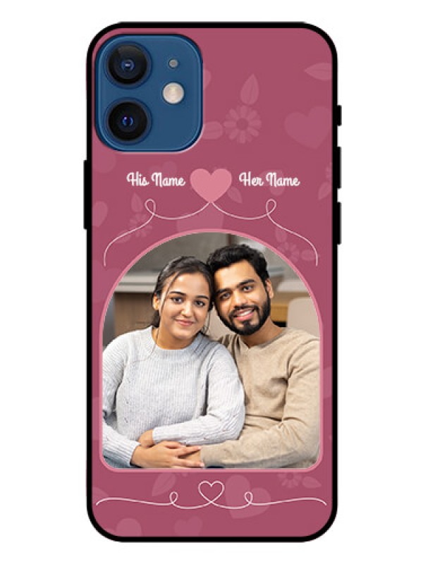 Custom Iphone 12 Mini Photo Printing on Glass Case  - Love Floral Design