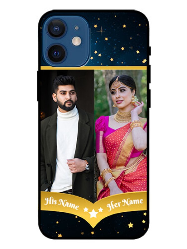 Custom Iphone 12 Mini Custom Glass Phone Case  - Galaxy Stars Backdrop Design