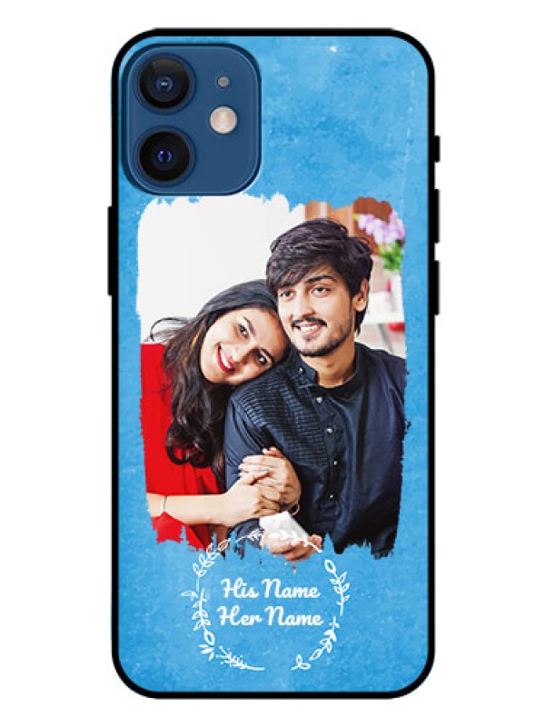 Custom iPhone 12 Mini Custom Glass Phone Case - Blue Color Vintage Design