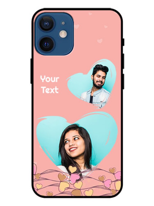 Custom Iphone 12 Mini Custom Glass Mobile Case  - Love Doodle Design