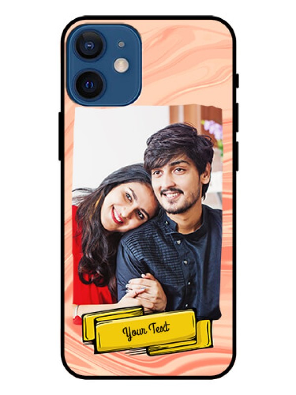Custom Iphone 12 Mini Personalized Glass Phone Case  - Marble Texture Design