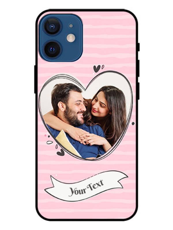 Custom Iphone 12 Mini Custom Glass Phone Case  - Vintage Heart Design