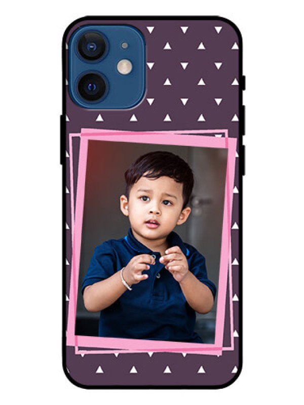 Custom Iphone 12 Mini Custom Glass Mobile Case  - Triangle Pattern Dotted Design